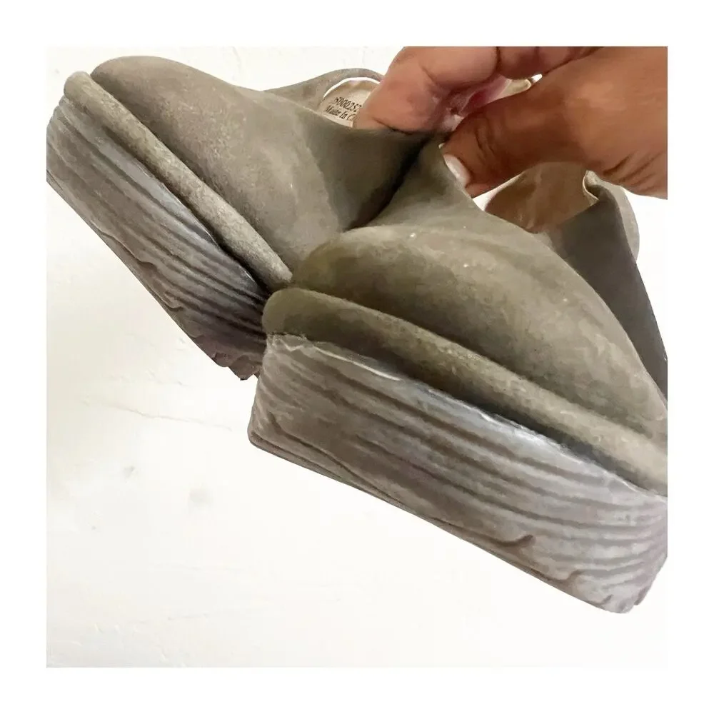 Fly London Yaz Green Suede Wedge Shoes 39/US 8-8.5 European Chic Grunge